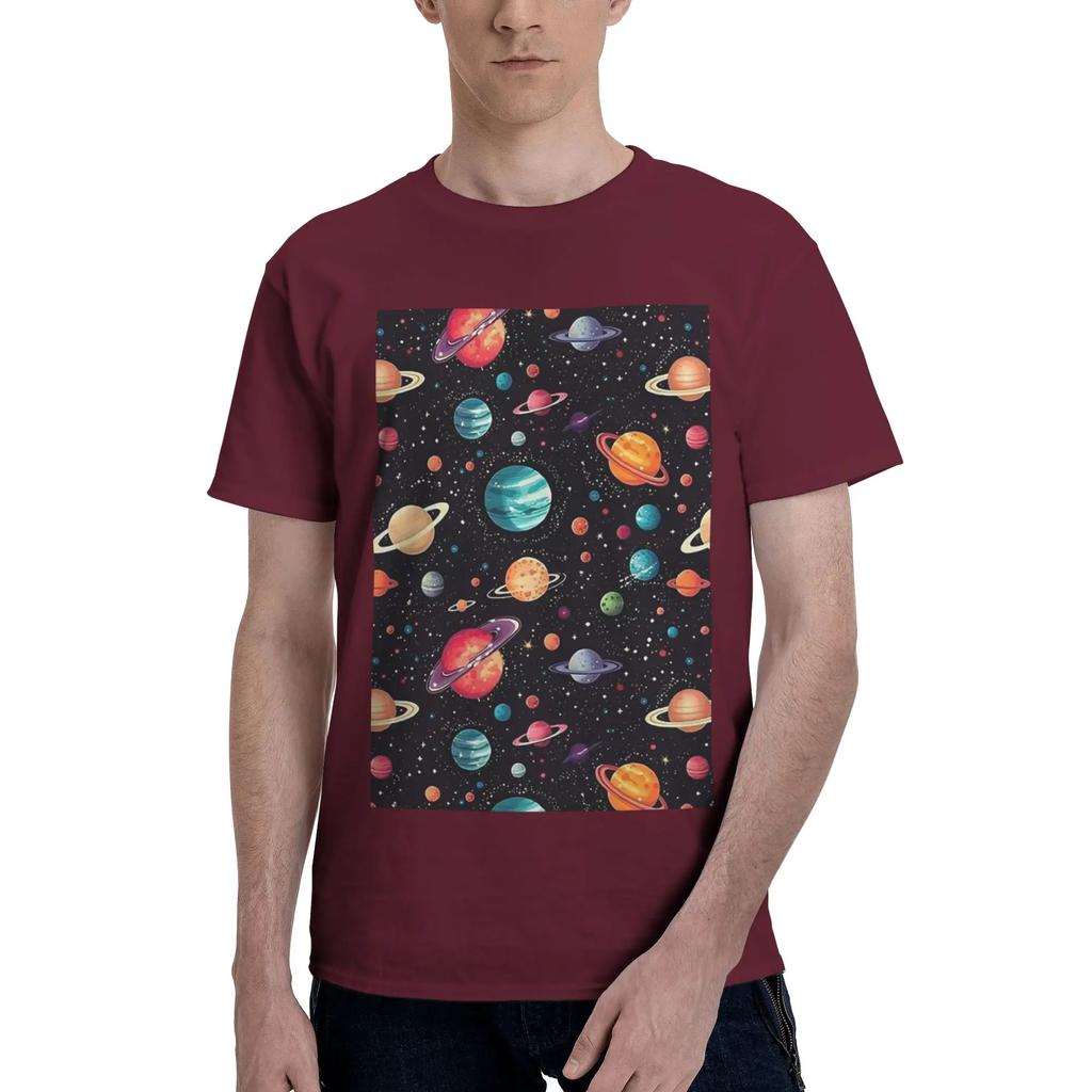 Solar System Space Planets Universe Men TShirt Plus Size T Shirts Mens Crew Neck Cotton Tees Short Summer Male