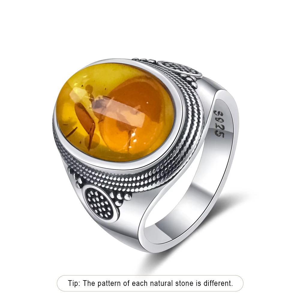 Vintage 925 Silver Ring Natural Moonstone Ring 10*14mm Oval Large Stone Retro Silver Fine Jewelry Gift For Women Men