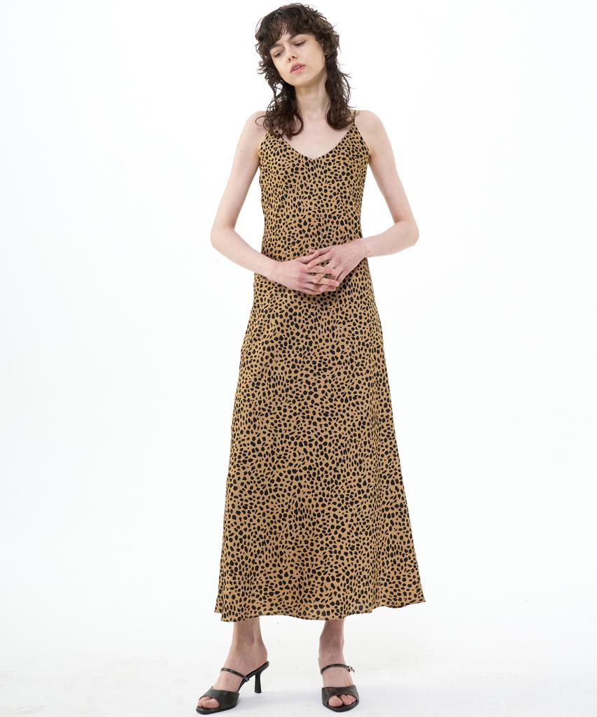 Bikwaieos Maxi Satin Slip Dress Leopard_Brown Black