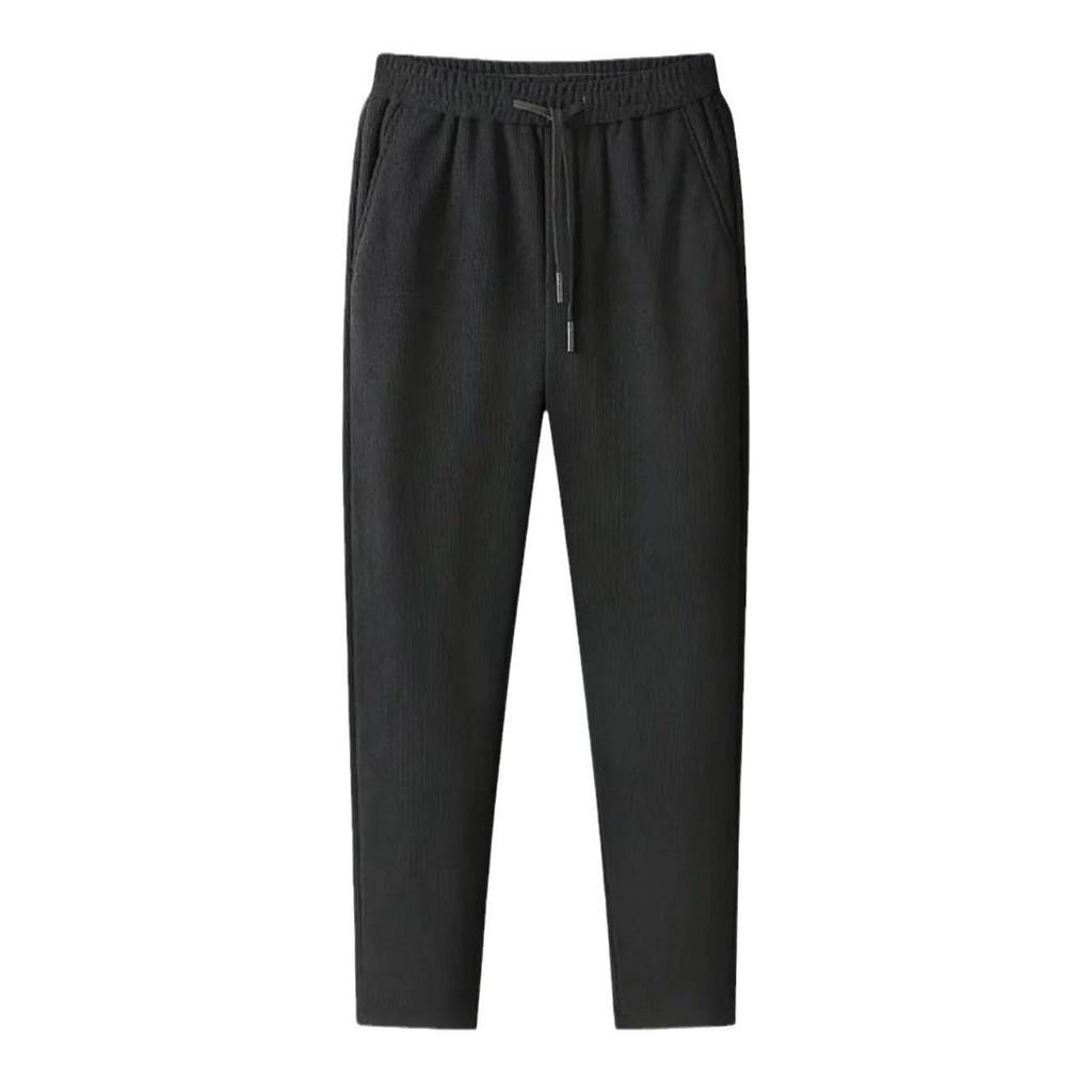 Men's Large Corduroy Warm Winter Casual Straight-Leg Pants with Velvet Lining