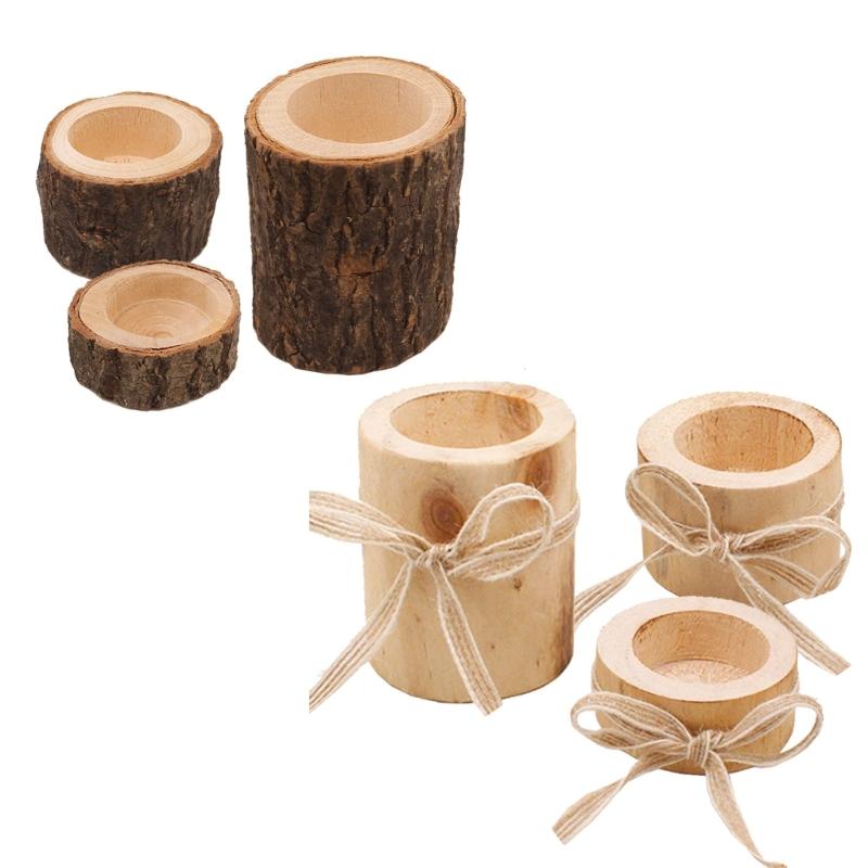 Candle Holder Wood Color Candle Stand Table Decoration Valentine's Day Wedding Home Decor Aesthetics 3PCS
