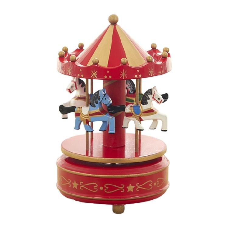 Hand Cranked Christmas Musical Carousels Box Ornament Wind Up Mechanism Music Box Ideal Gift Holiday Festives Decoration