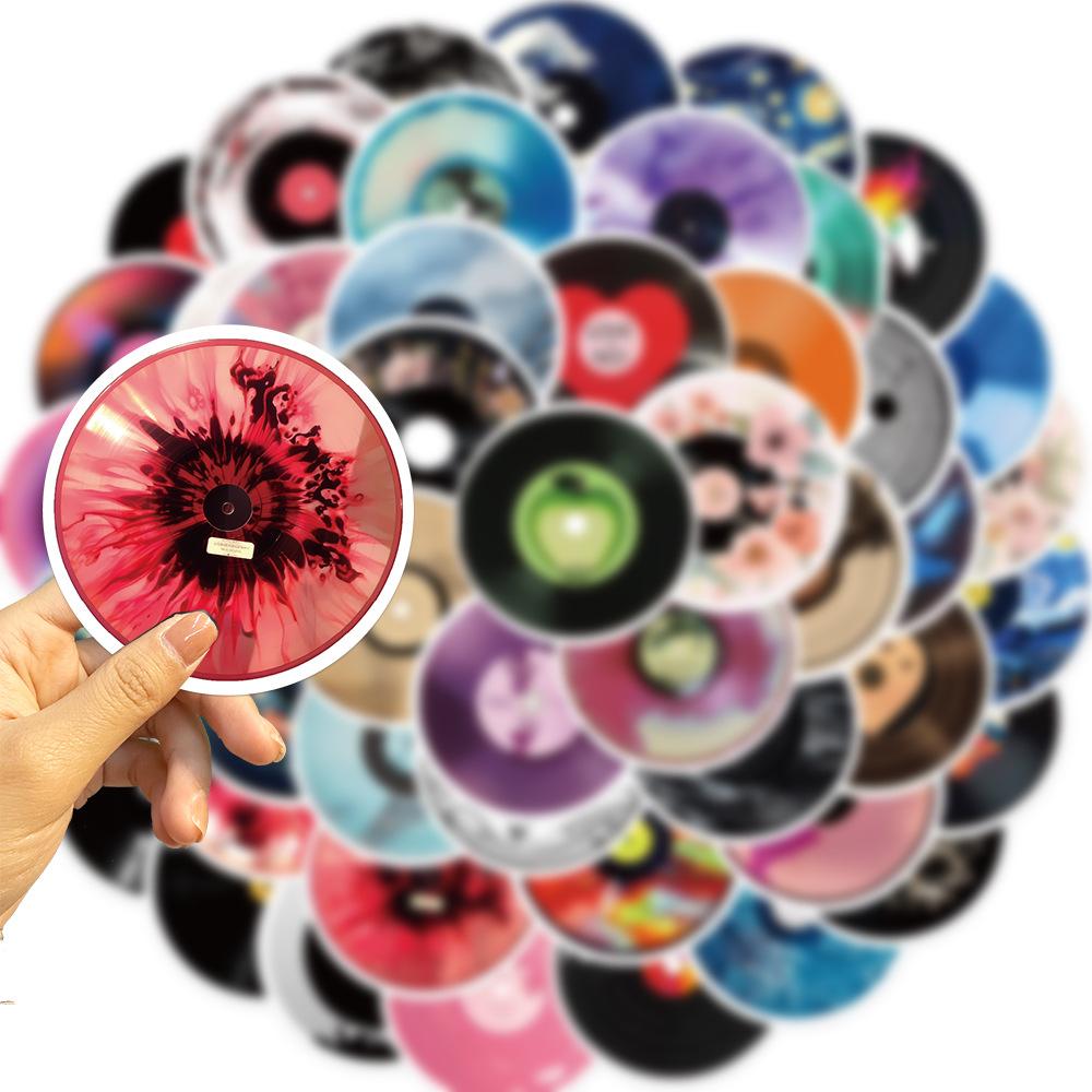 50 Vinyl CD Record Stickers Personalized Decoration Guitar Laptop Suitcase DIY Waterproof Stickers