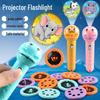 Children's Flashlight Toy Projector with Replaceable Anime Slides for Early Education and Animal Picture Recognition.