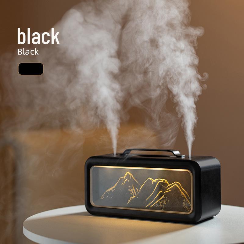 

Creative USB Snow Mountain Humidifier: Dual Spray, Large Mist Output, with Ambient Light for Home or Bedroom