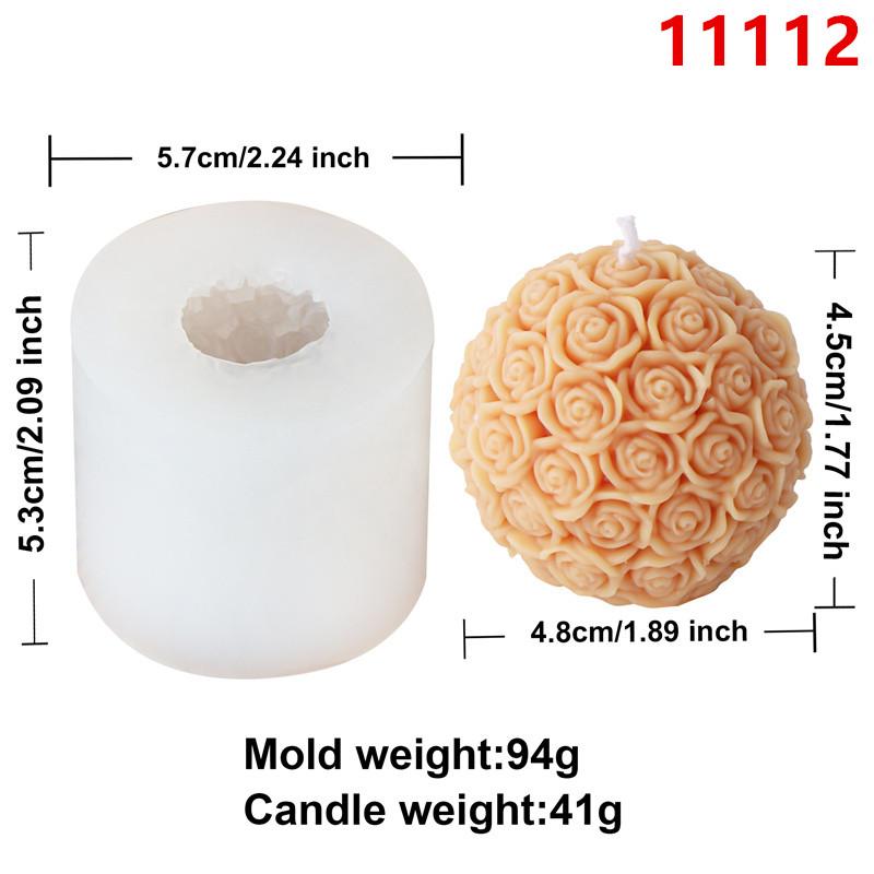 3D Rose Flower Ball Candle Silicone Mold DIY Gypsum Aromatherapy Resin Soap Mould Valentine's Rose Column Gift Home Decor