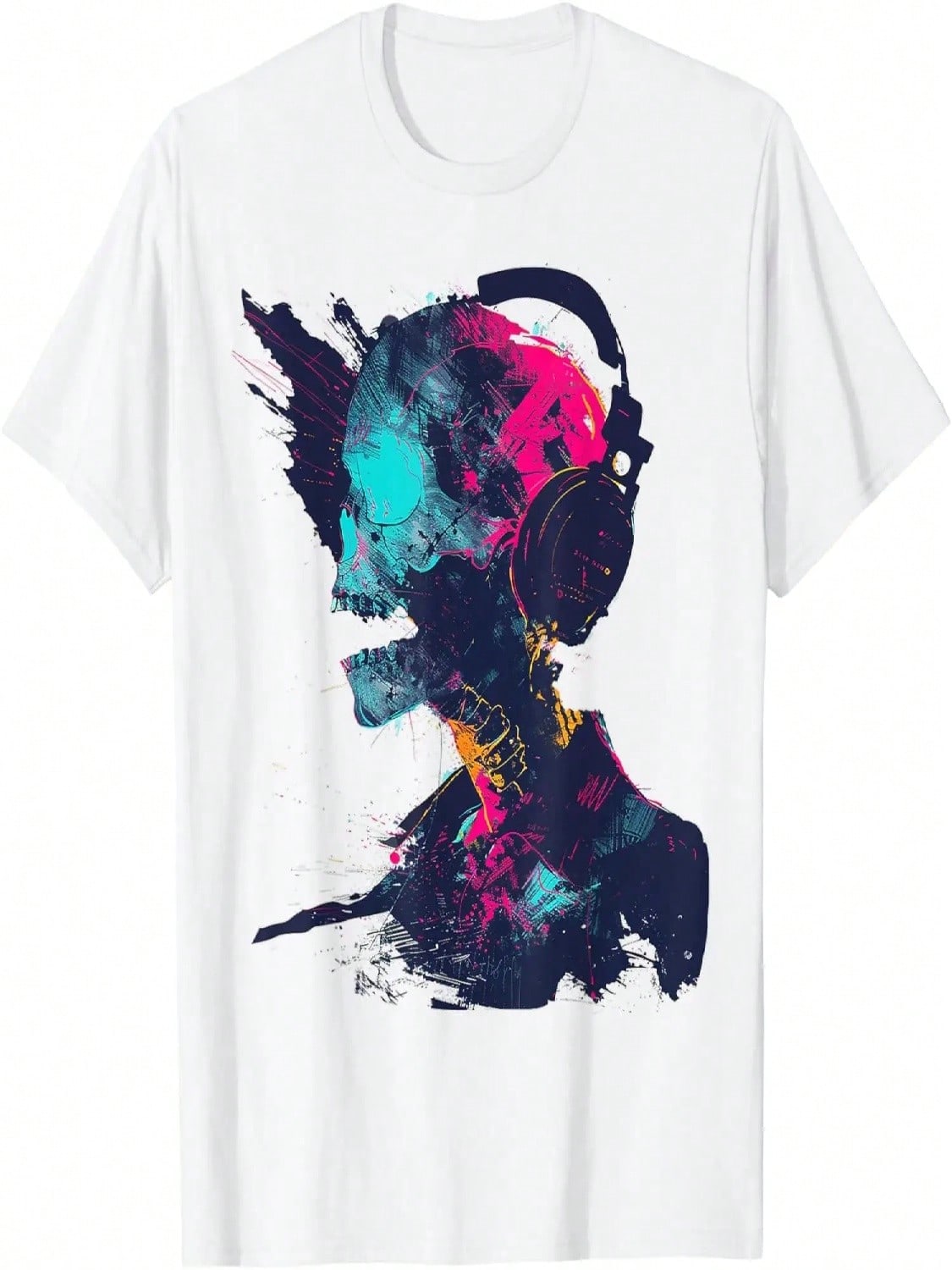 Mummy Costume Halloween Spooky Headphone Art Mummy T-Shirt S