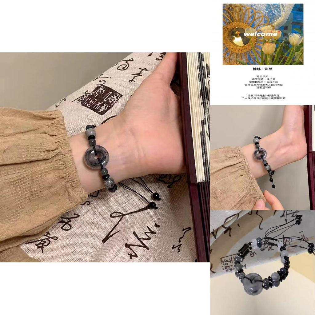 Unique Chinese Style Black Resin Stone Beaded Bracelet For Women