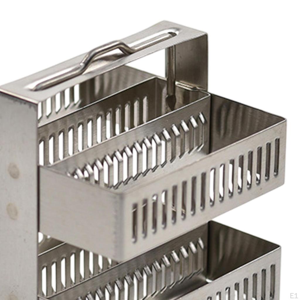 Dyeing Rack In Stainless Steel with Handle for Glass Slides Lab