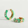 Orecchini a Cerchio Piccoli Floreali Colorati Vintage Fiori e Piante in Metallo Smaltato Cerchio Huggie Hoops Gioielli Trendy da Donna Regalo