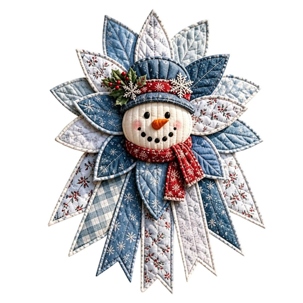 Gestepptes Weihnachts-Schneemann-Set für DIY-Feiertagsbasteln und Winter-Heimdekoration