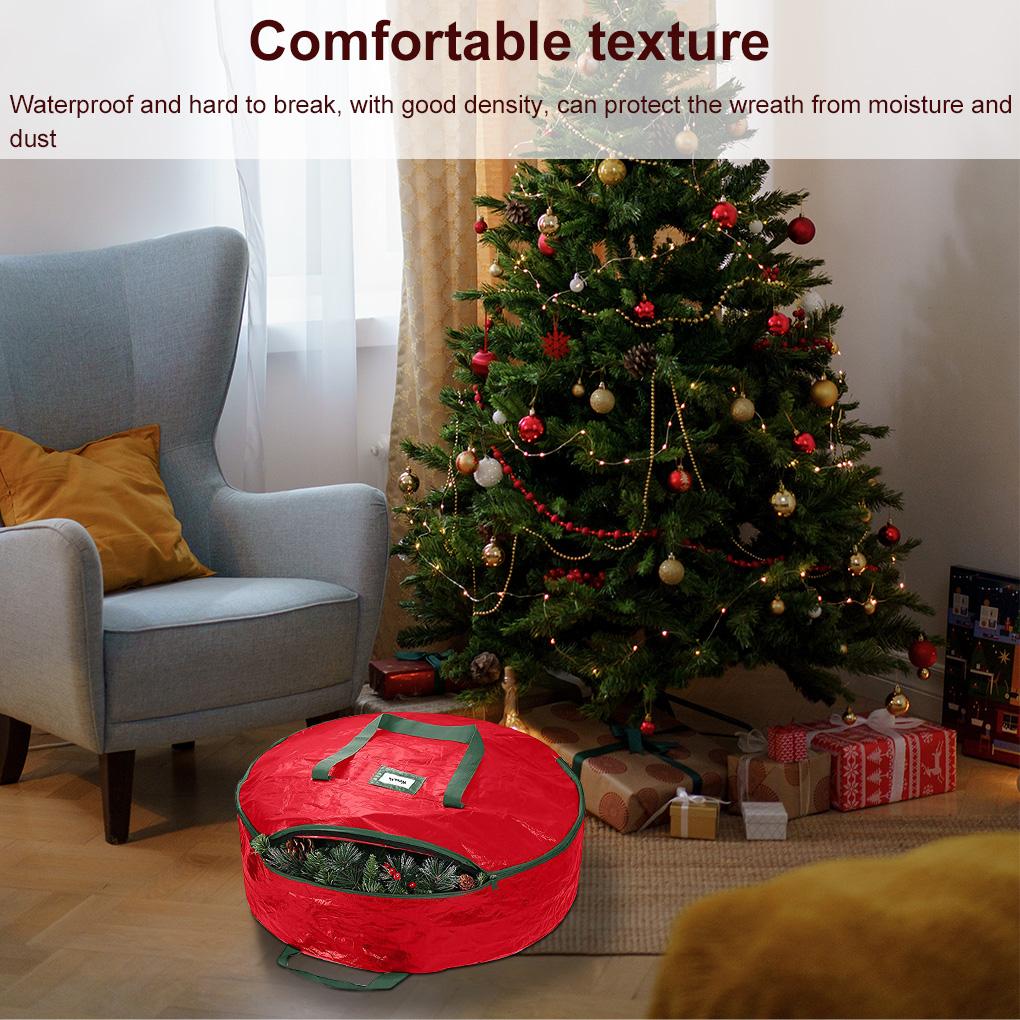 Holiday Christmas Wreaths Bag Dual Artificial Garlands Waterproof Storage Container Handle Decorative Seasons Toys Home