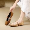 Fashion Flat Shoes for Women's Spring Autumn 2025 Suede Mary Jane Women's Shoes New Retro Solid Color Plus Size 42 43 44  loafers women