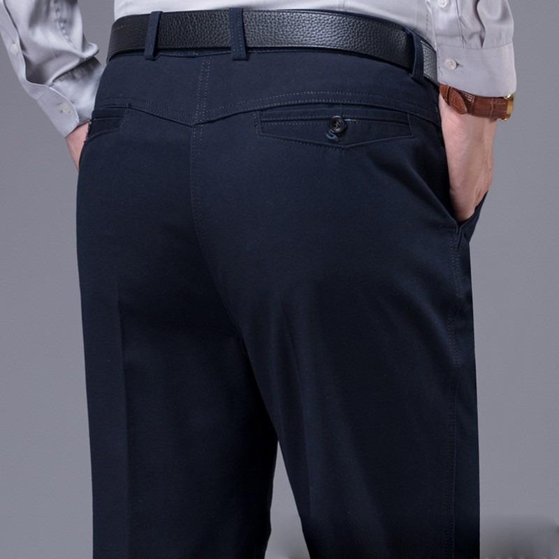 Men’s Breathable Casual Pants Cotton High Waist Lightweight Straight Trousers for Male Comfortable Fit Loose Business Work Dress Pant with Pocket