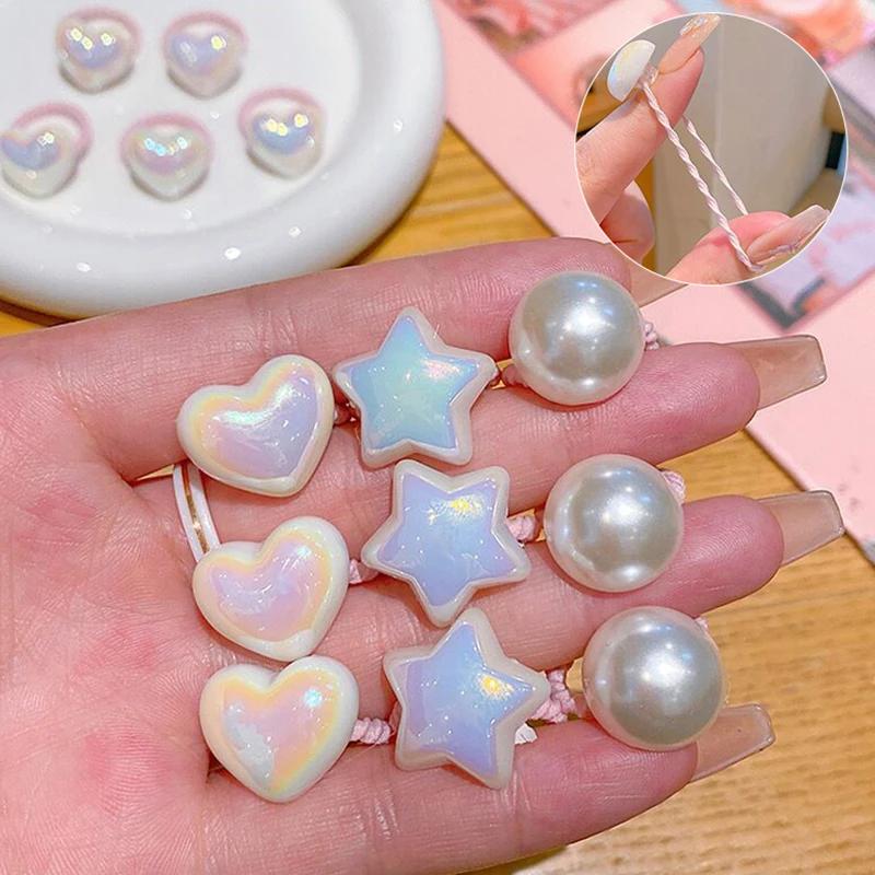 Cartoon Love Heart Star Hair Ties Toddler Elastic Rubber Band Kids Hair Ropes Accessories 10Pcs Cute Baby Girl Hair Bands