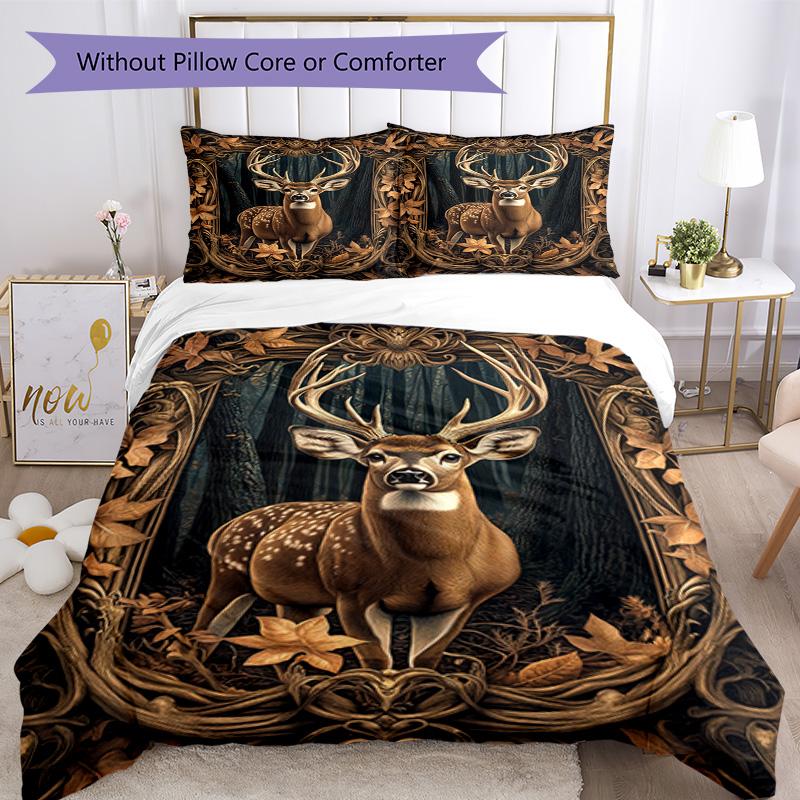 Deer Bedding Set Breathable Duvet Cover with Pillowcases Decorative Bed Linen for Bedroom Home Decoration Birthday Gift