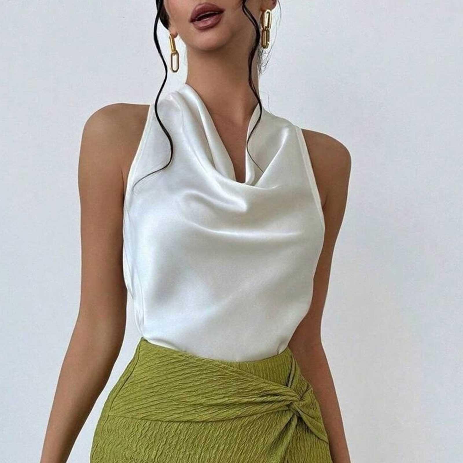 

Женские свободные трикотажные рубашки без рукавов свитера майки XS белый