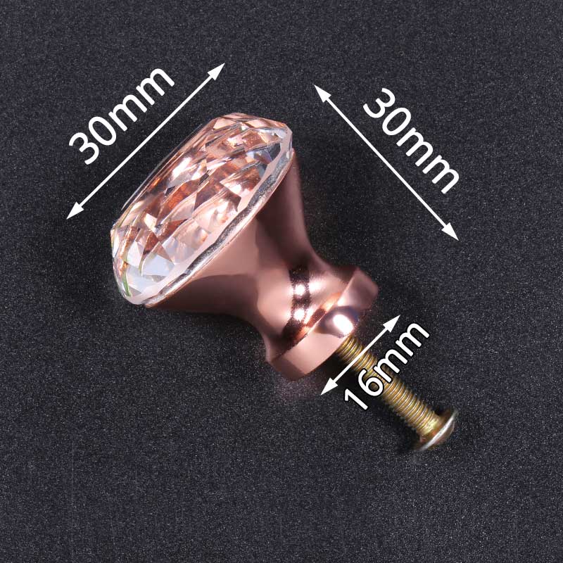 KAK 30mm Diamond Shape Design Colorful Crystal Glass Knobs Cupboard Drawer Pull Door Kitchen Cabinet Wardrobe Handles Hardware
