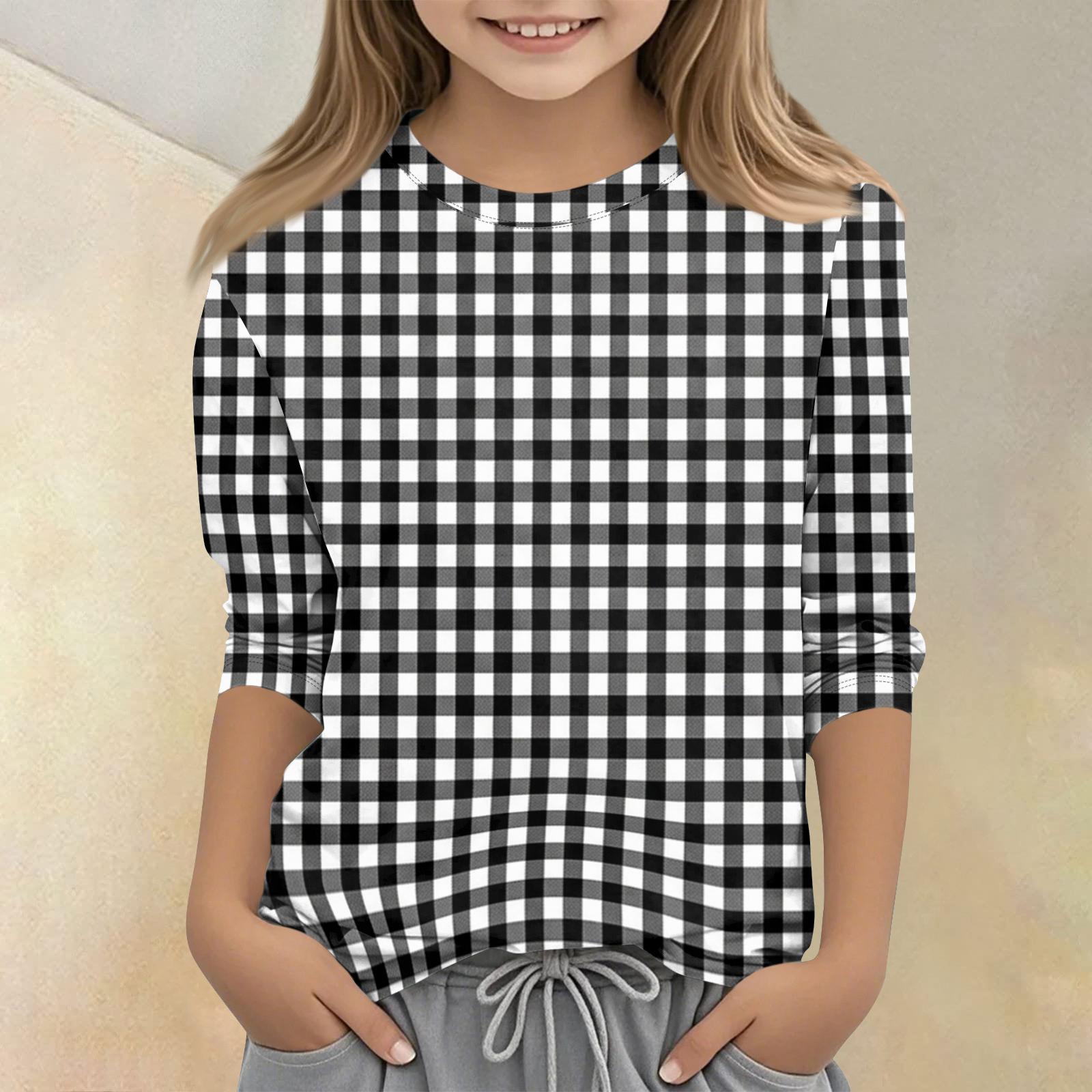 

Children s Printed Round Neck Seven Quarter Sleeve Casual T-shirt 110 чёрный