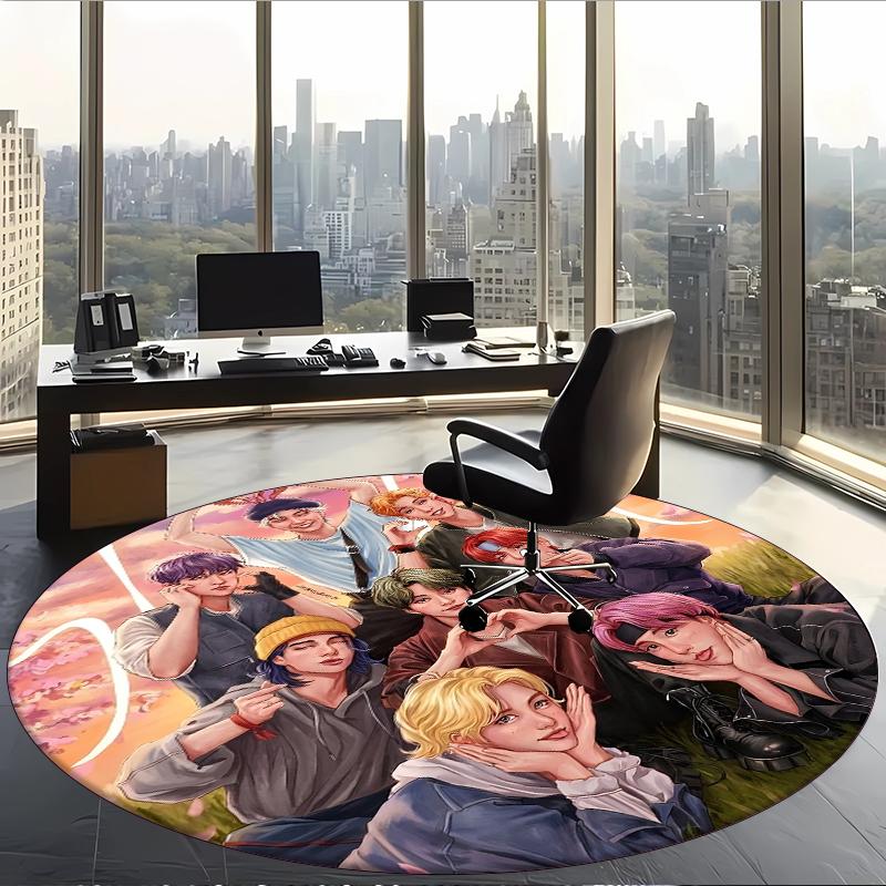 Skz (1) Round Office Rug Decorative Floor Rug for Office Bedroom Living Room and Home Space