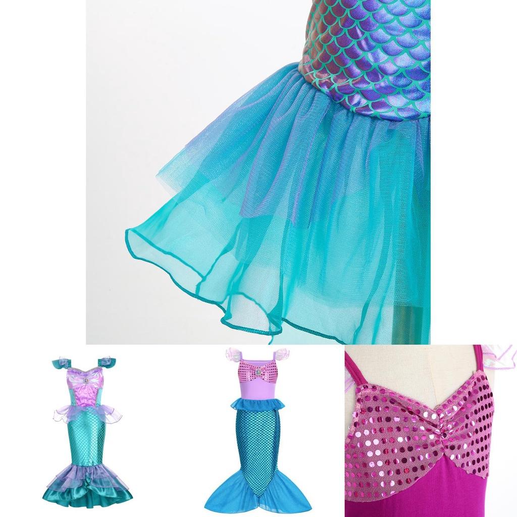 Girl's Little Mermaid Ariel Princess Dress Cosplay Costume For Children Beautiful Mermaid Skirt For Girls' Parties And Performances