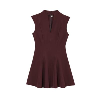 Kadın giyim Avrupa ve Amerikan tarzı moda mizaç basit ince kolsuz krep mini etekli elbise