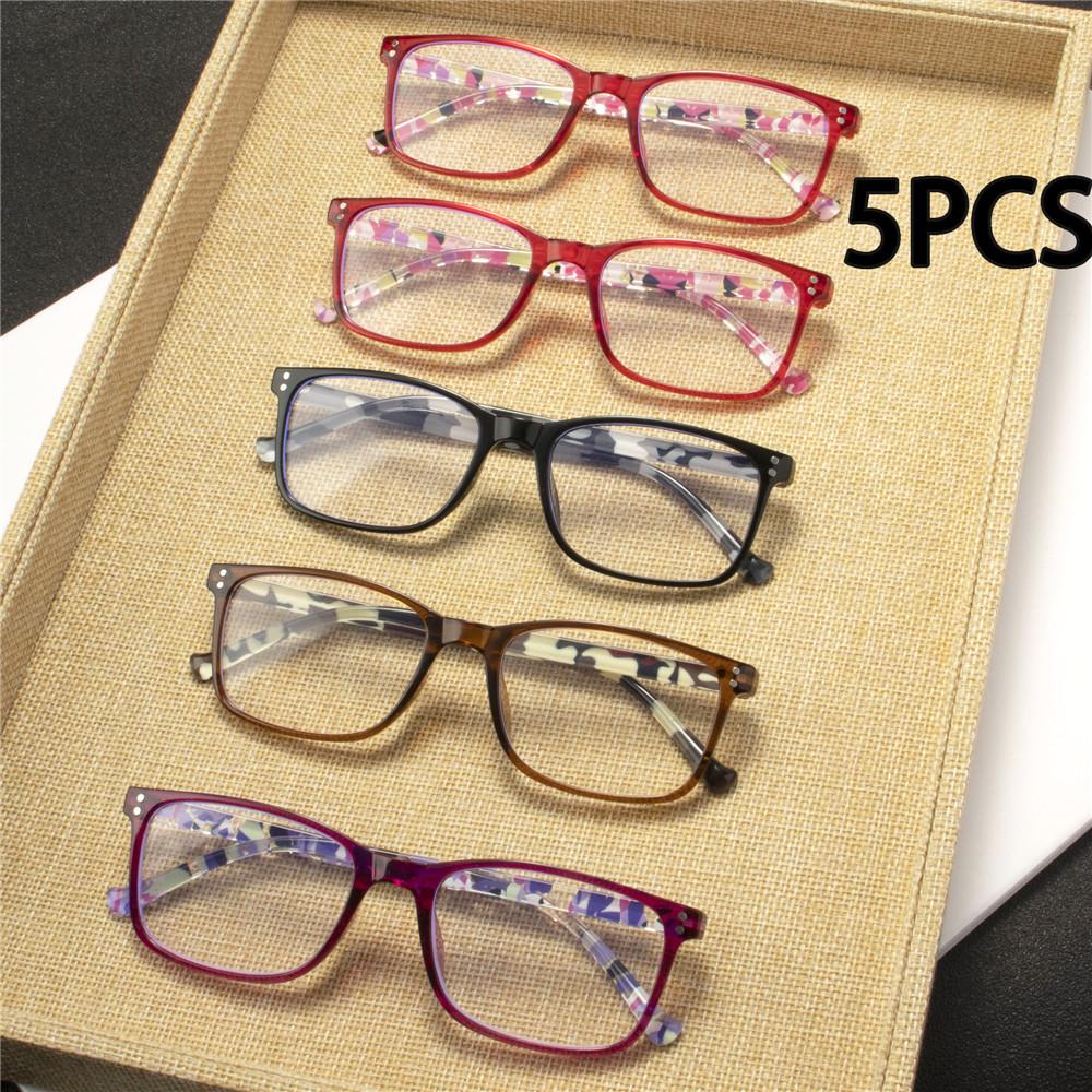 5PCS Reading Glasses Lightweight Anti Eyestrain Fashion Computer Presbyopic Glasses For Women Men