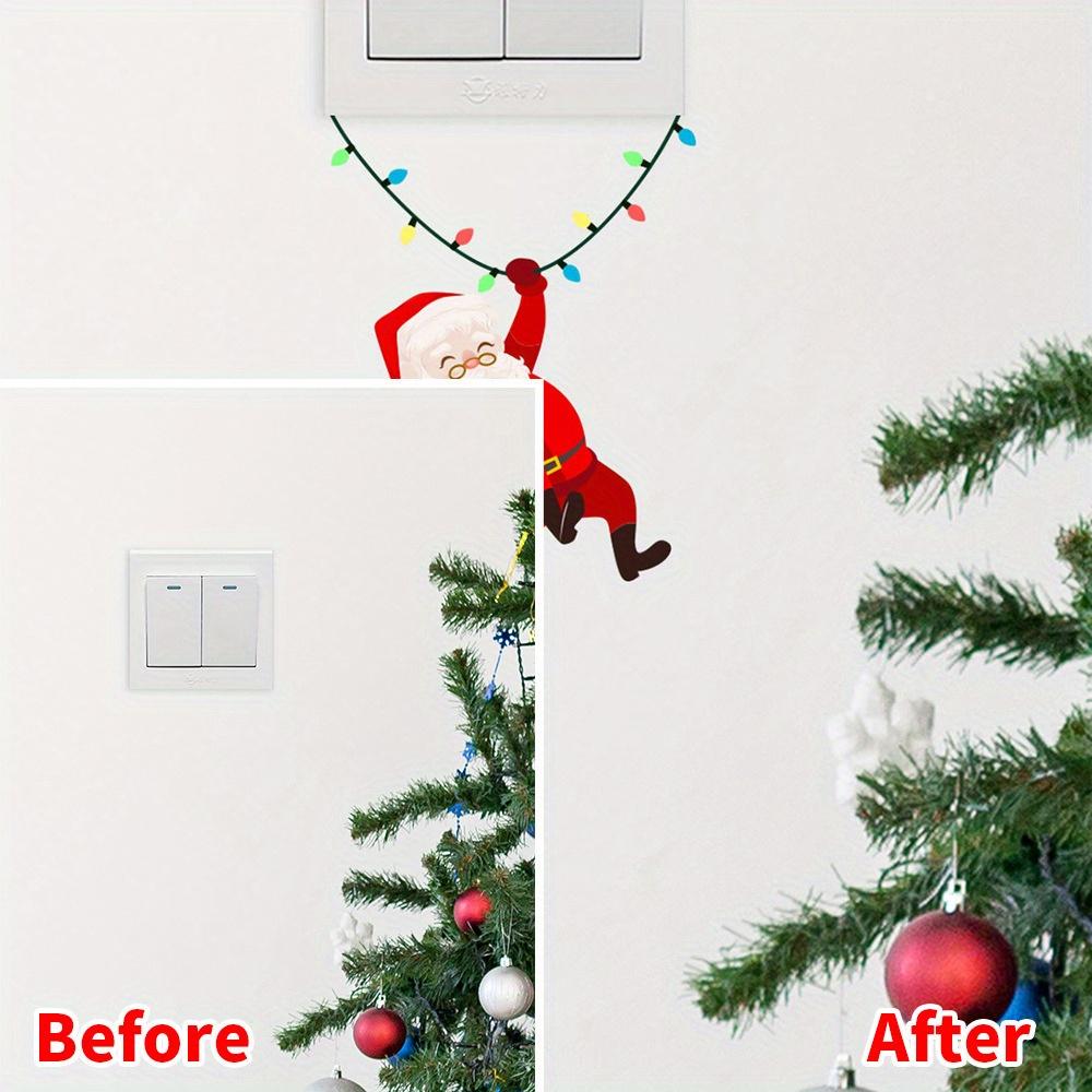 1er-Pack Weihnachts-Wandschalter-Aufkleber, Cartoon-Weihnachtsmann Selbstklebende Abziehbilder, Moderne Kunststoff-Feiertagsdekoration für Schlafzimmer