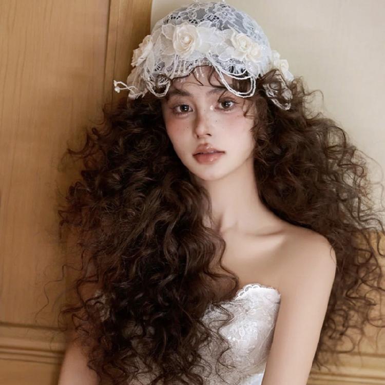 Graceful Lace Meshes Hat Romantics Hollows Flower Lace Hat Vintage Lace Hat for Weddings and Banquets
