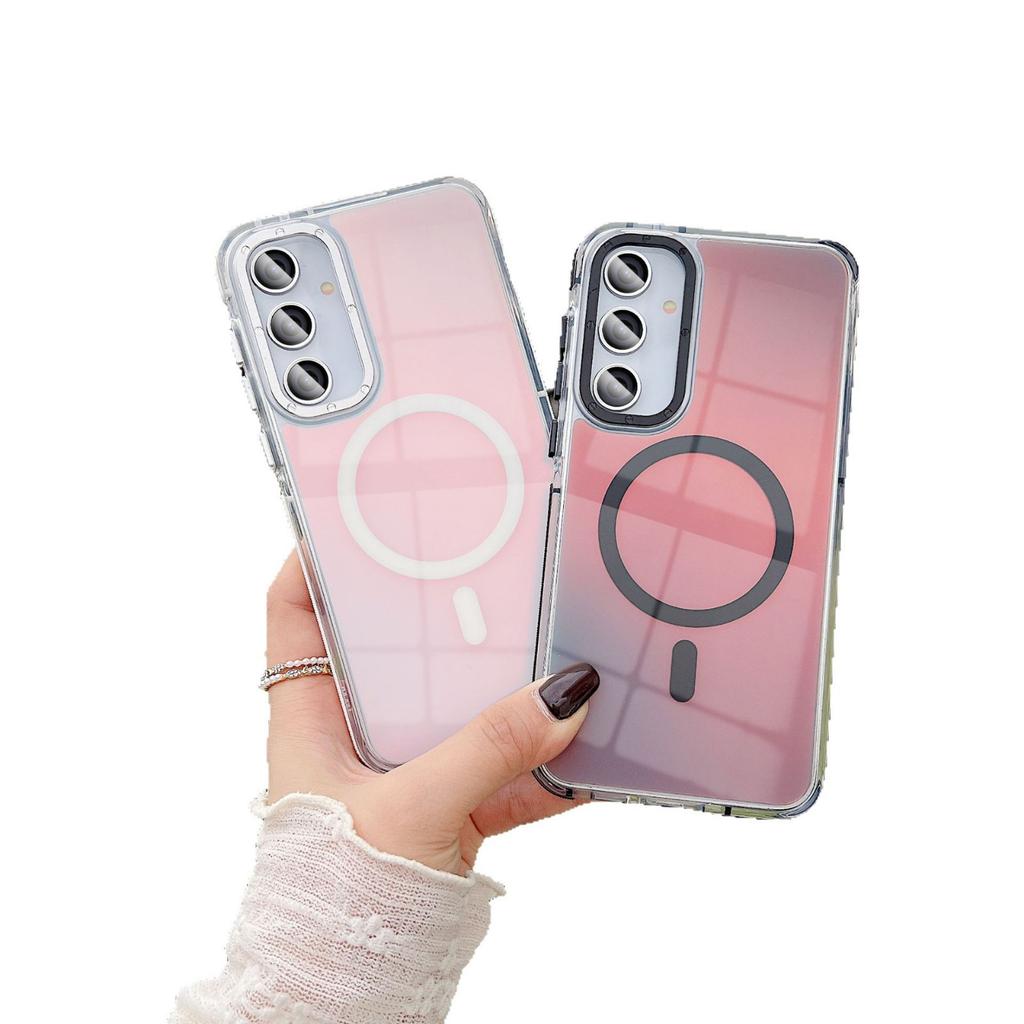 Suitable for Samsung A56 Mobile Phone Case Colorful Hardware Magnetic Absorption A55 A06 Full Inclusive Super Anti-fall