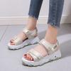 Women's Platform Dad Sandals, Adjustable Hook and Loop Design, Thick Sole Heightening Style for Beach Casual Wear