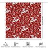 Red White Floral Pattern Shower Curtain Waterproof Bathroom Decor Home Decoration Wall Hanging Tiled Tiles Print Bath Mat Red/Wh