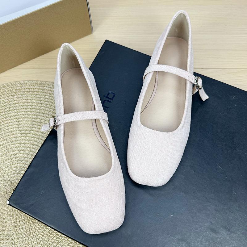 Fashion Flat Shoes for Women 2025 Square Toe Shallow Mouth Suede New Mary Jane Shoes Large Size Women's Shoes 42 43 44 Zapatos