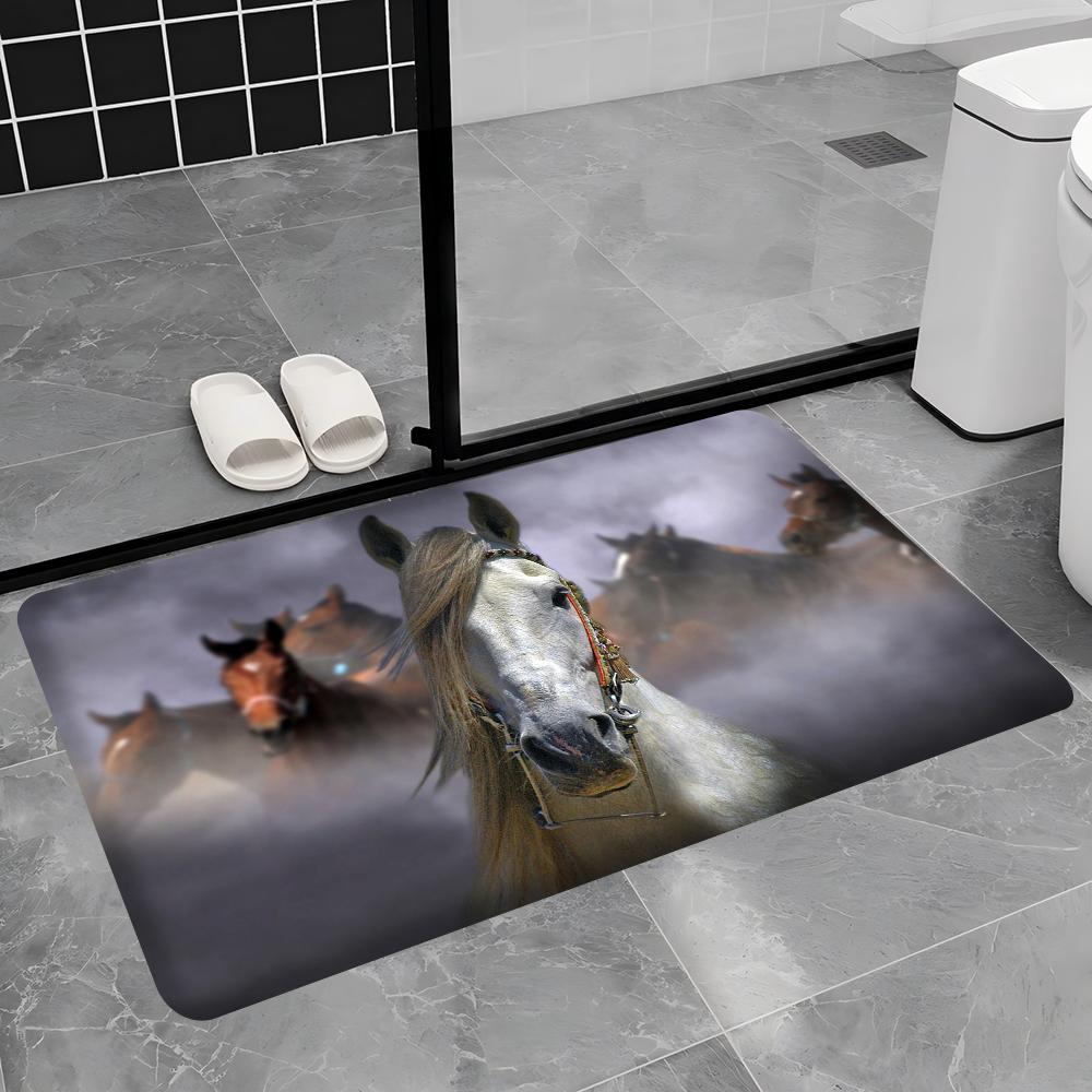 Horse Kitchen Mat Nordic Style Bedroom Living Room Doormat Home Balcony Anti-Slip Welcome Rug