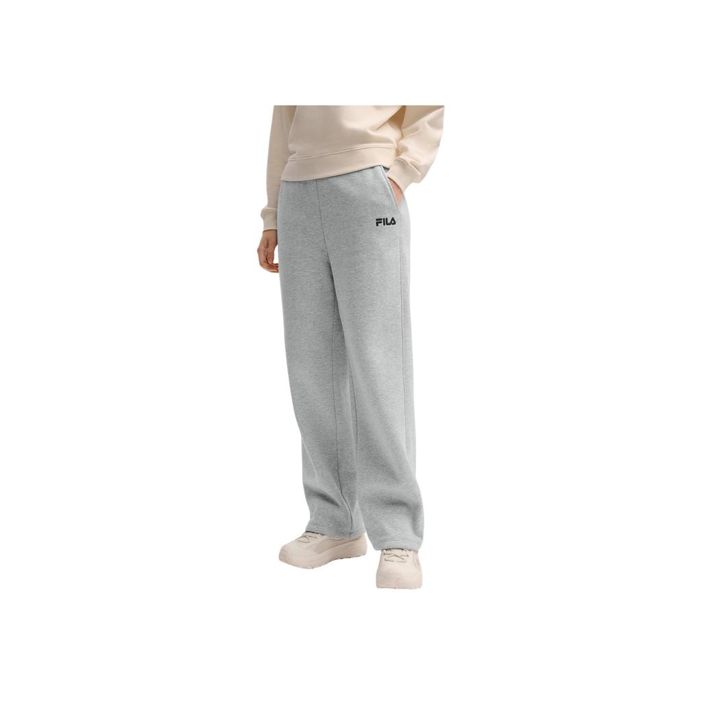 FILA Original Drawstring Womens Fleece Pants Fashion Simple Warm Loose Straight Casual Pants Women pants Cartier-Flower-Gray F51W549602FMG