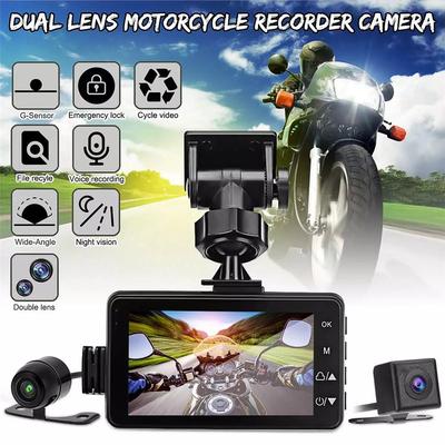 2024 Motorcycle 3 Inch DVR HD Screen Motorcycle Driving Recorder Front and Rear Camera Dual Video Loop Recording IP65 Waterproof