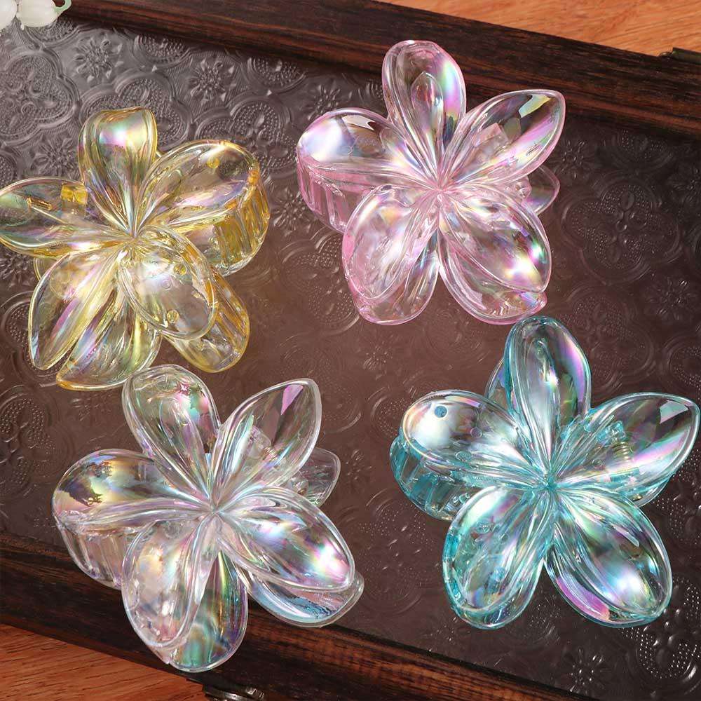 Plastic Transparent Hair Clip Grab Clip Large Hair Claw Cute Flower Hair Clip Streetwear