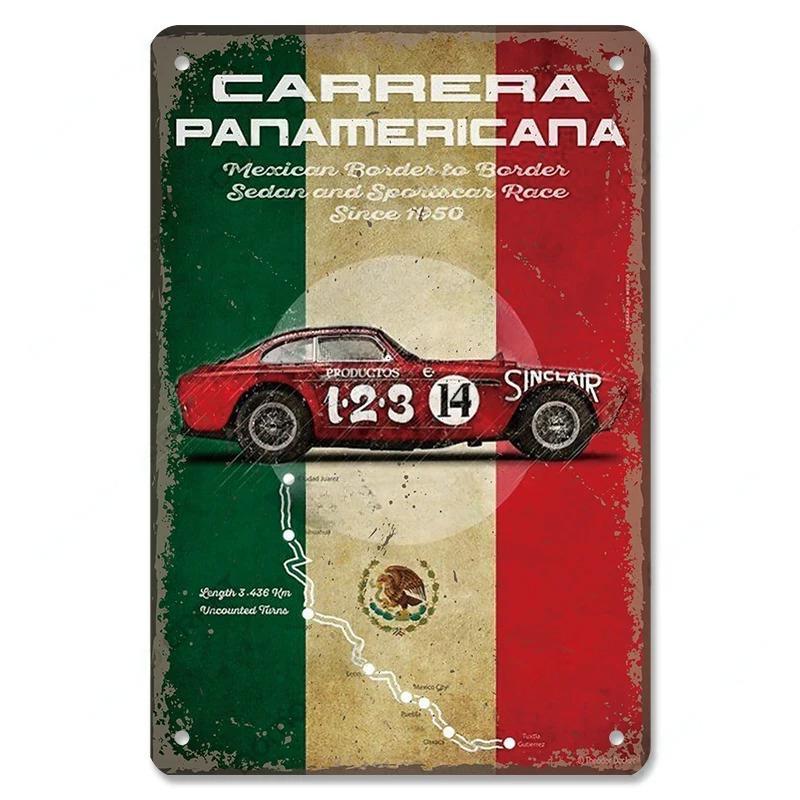 Vintage Metal Tin Signs Racing Car Plaque Decor F1 Racetrack Metal Poster Wall Art for Garage