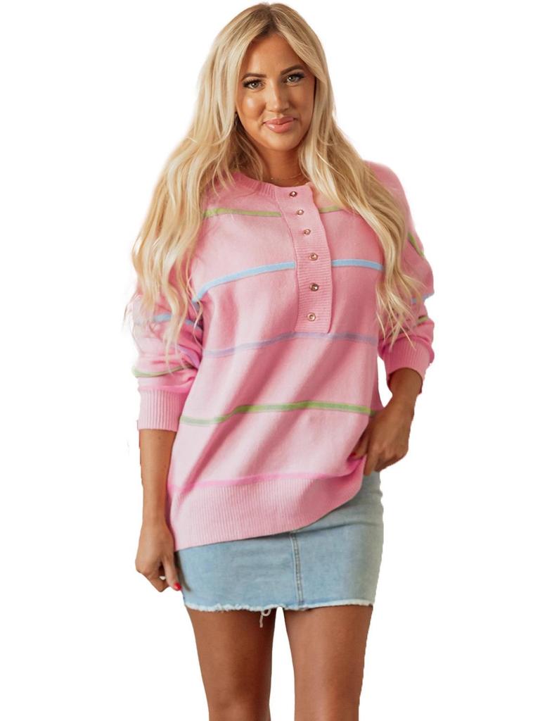2025 Autumn Women's Casual Loose Long Sleeve Dopamine Print Sweater