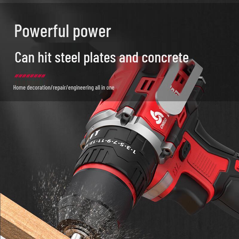 Chigo 21V Cordless Brushless Impact Hammer Drill CN Plug (adapter Included)
