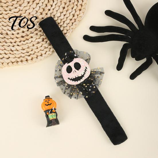 Lightweight Portable Wrist Accessories Stuffed Halloween Slap Bracelets for Kids, Plush Pumpkin Ghost Skull Cute Comfortable Wearable Party Gear Band