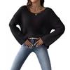 Womens Loose Fit Off Shoulder Sweater Long Sleeve Flared Pullover Top M688