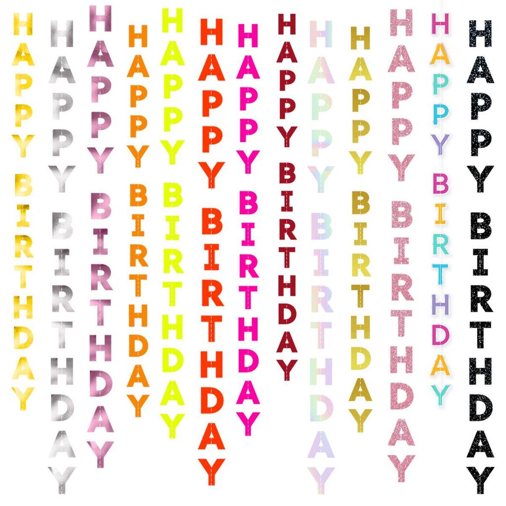 Ins Style Laser Happy Birthday Banner for Party Decorations