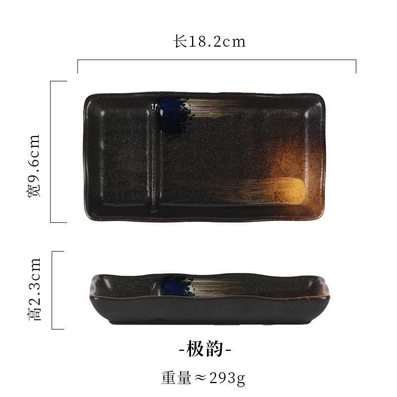 1pcs Ceramic Plate Creative Home with Vinegar Double Plate Cake Sushi Dessert Plates Snack Cold Dish Snow Fish Dishes