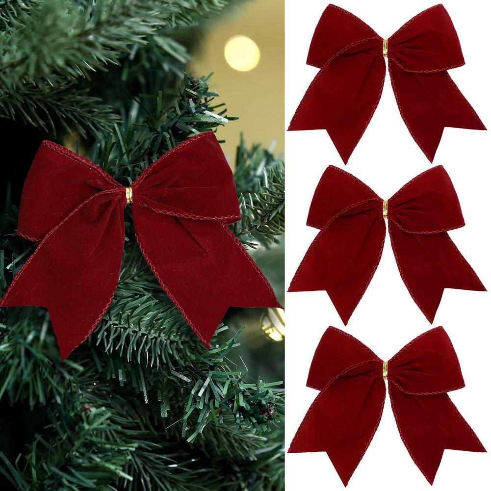 3pcs Christmas Retro Velvet Ribbon 15cm Large Bow Party Wreath Festival Decoration Home Arrangement Christmas Tree Ornament