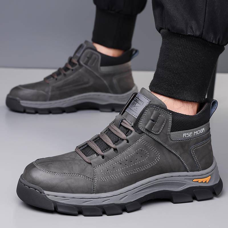 Fashion New Men's Winter Thermal Boots Fur Lined Ankle High Top Boots Warm Anti Slip Outdoor Snow Shoes for Men Classic Lace Up Boots