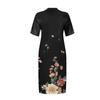 Summer Plus Size V Neck Short Sleeve Knee Pocket Gradient Print Casual Dress For  Women