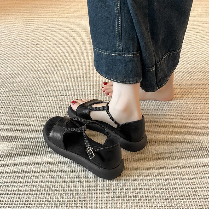 Super Textured~ Retro Woven Flat-soled Sandals for Women with a Bag Heel and a Soft Sole, Summer Roman Sandals Are Not Tired.