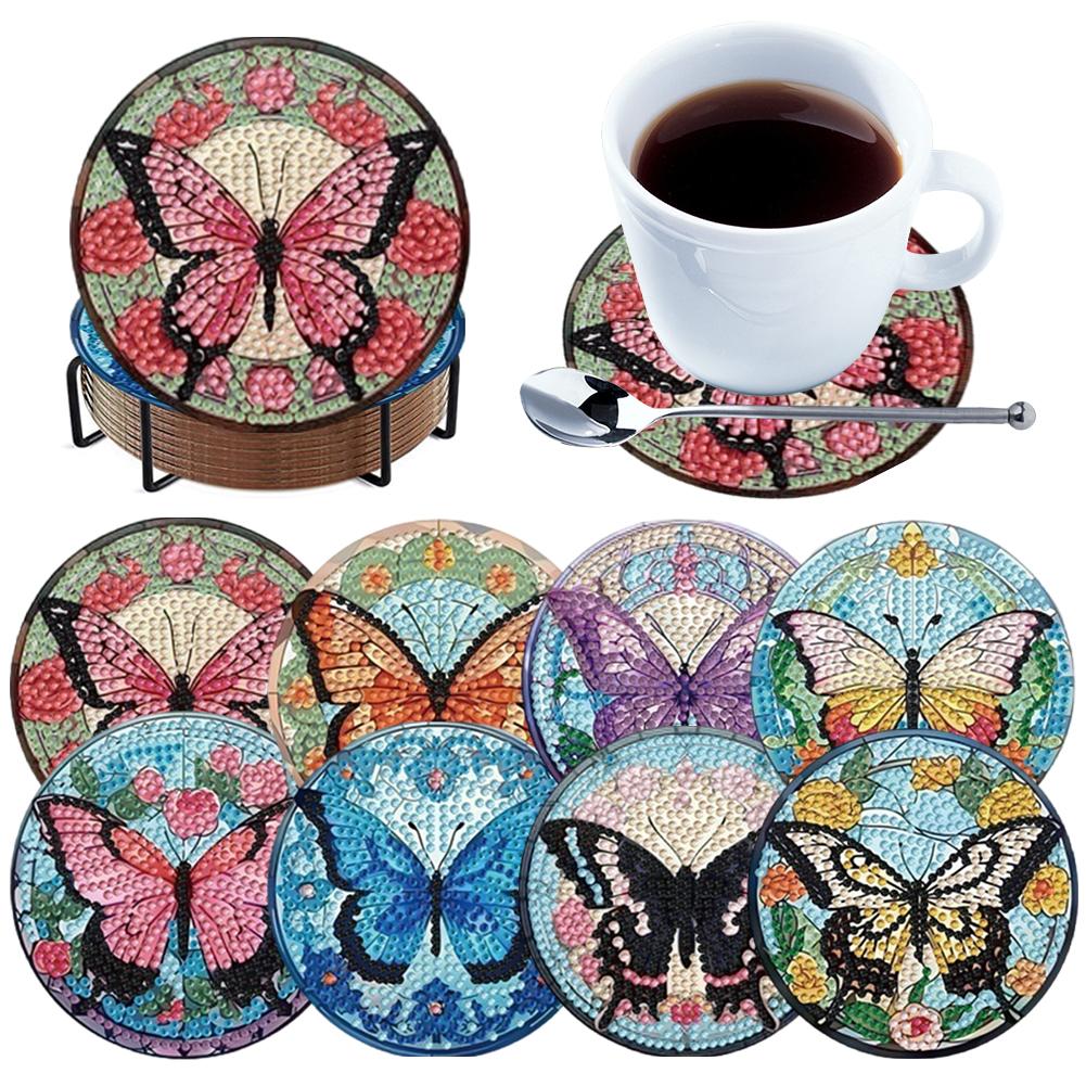 8pcs Animal DIY Diamond Painting Art Coaster Kit Special Shape Diamond Painting Crafts Coaster for Adults Beginner Gift Supplies