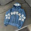 ZYLLO Zip Hoodie Snowflake Letter Print Goth Punk Sweatshirt Sport Coat Pullover Long Sleeve Oversized Hoodie Y2k Jacket